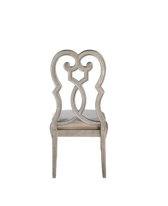 ACME Esteban Ivory Velvet & Antique Champagne Finish Side Chair (Set-2) Model 62202 - MONAVILLA