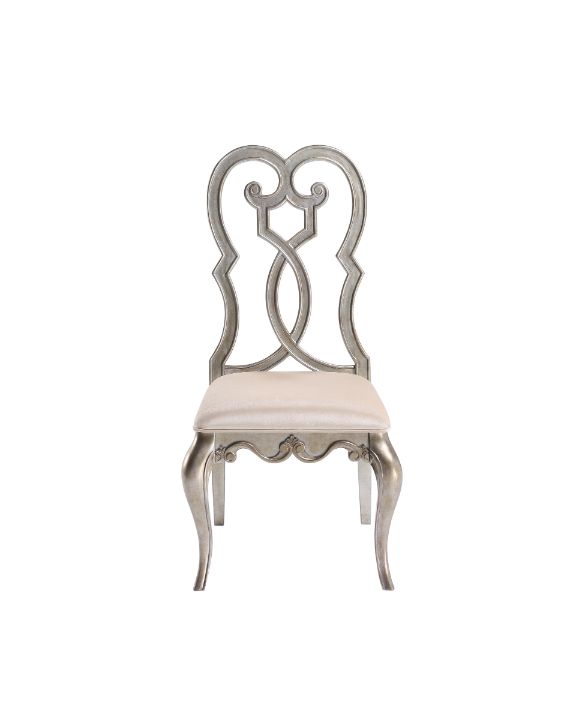 ACME Esteban Ivory Velvet & Antique Champagne Finish Side Chair (Set-2) Model 62202 - MONAVILLA