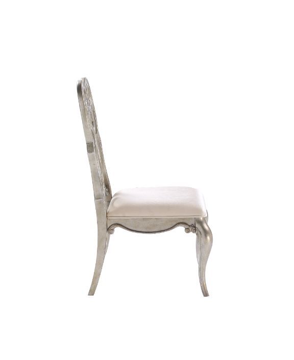 ACME Esteban Ivory Velvet & Antique Champagne Finish Side Chair (Set-2) Model 62202 - MONAVILLA