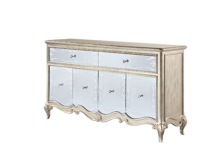 ACME Esteban Mirrored & Antique Champagne Finish Server Model 62206 - MONAVILLA