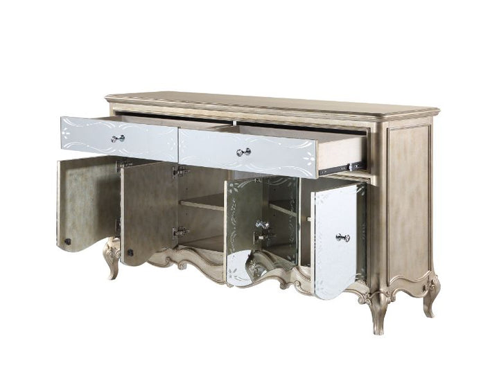 ACME Esteban Mirrored & Antique Champagne Finish Server Model 62206 - MONAVILLA