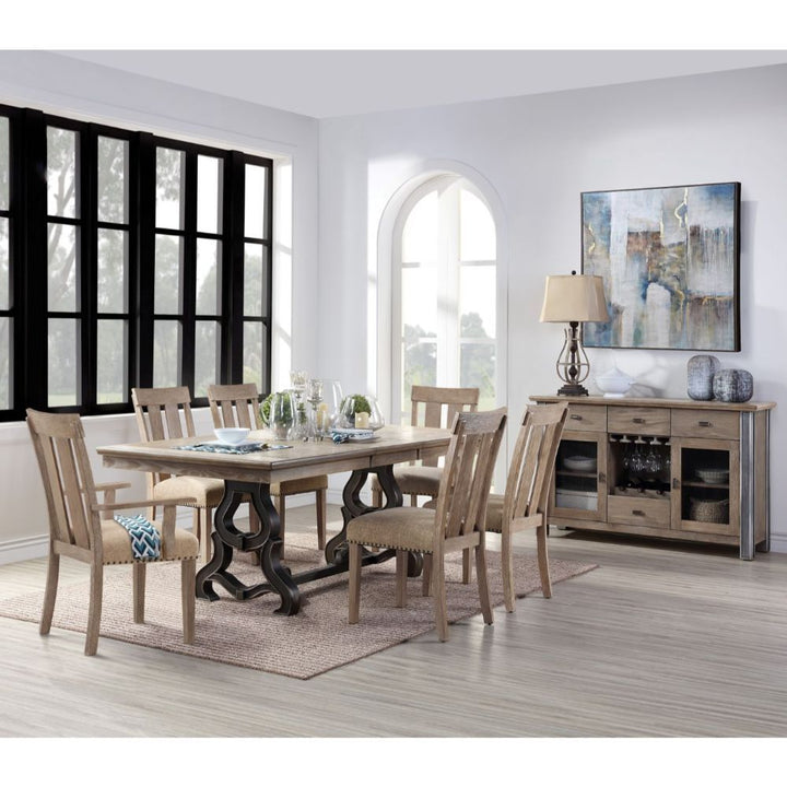 ACME Nathaniel Fabric & Maple Chair Model 62333 - MONAVILLA