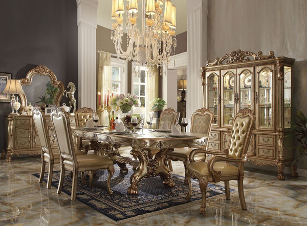 ACME Dresden Gold Patina & Bone Dining Table Model 63150 - MONAVILLA