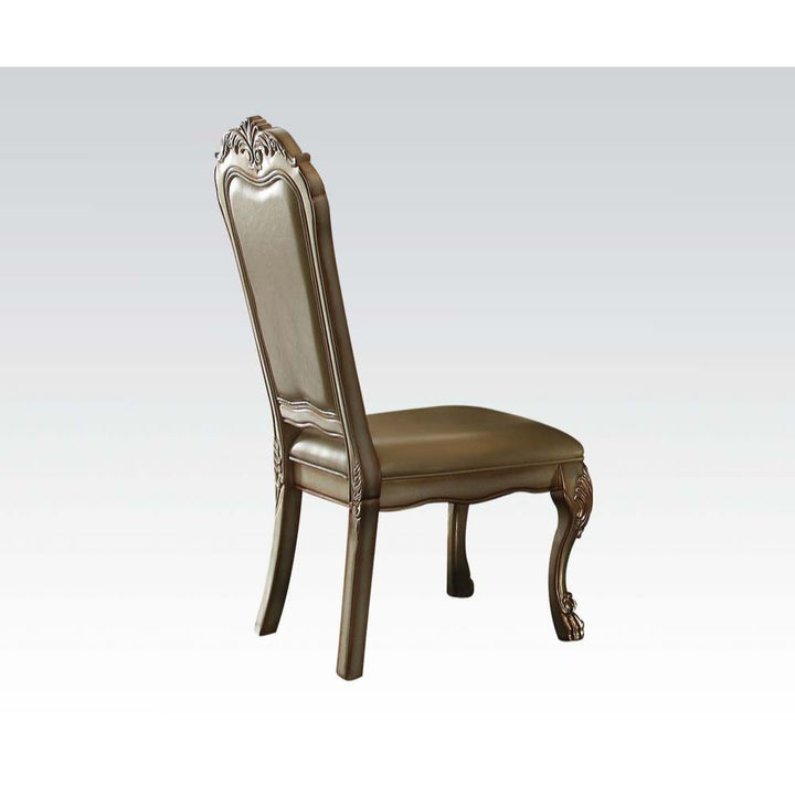 ACME Dresden Bone PU/Fabric & Gold Patina Side Chair Model 63153 - MONAVILLA