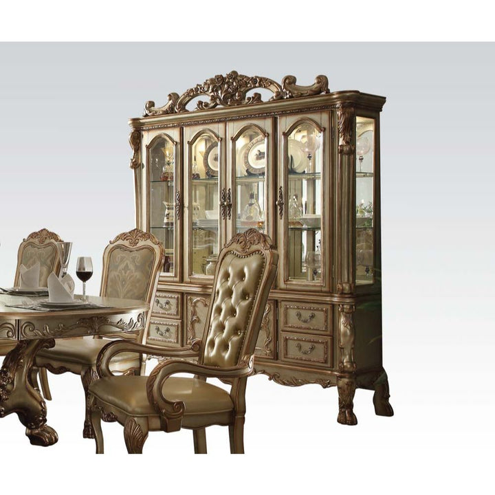 ACME Dresden Gold Patina & Bone Hutch & Buffet Model 63155 - MONAVILLA