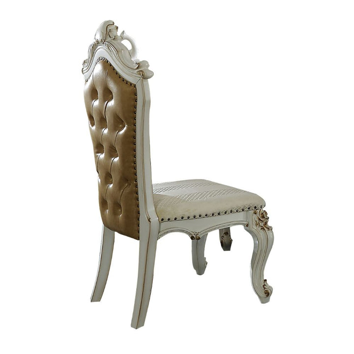 ACME Picardy Fabric/Butterscotch PU & Antique Pearl Side Chair Model 63462 - MONAVILLA