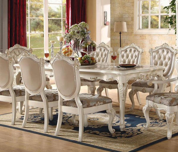ACME Chantelle Marble & Pearl White Dining Table Model 63540 - MONAVILLA