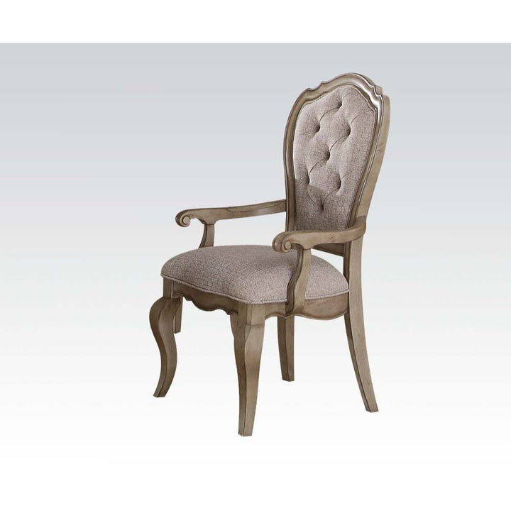 ACME Chelmsford Beige Fabric & Antique Taupe Chair Model 66053 - MONAVILLA