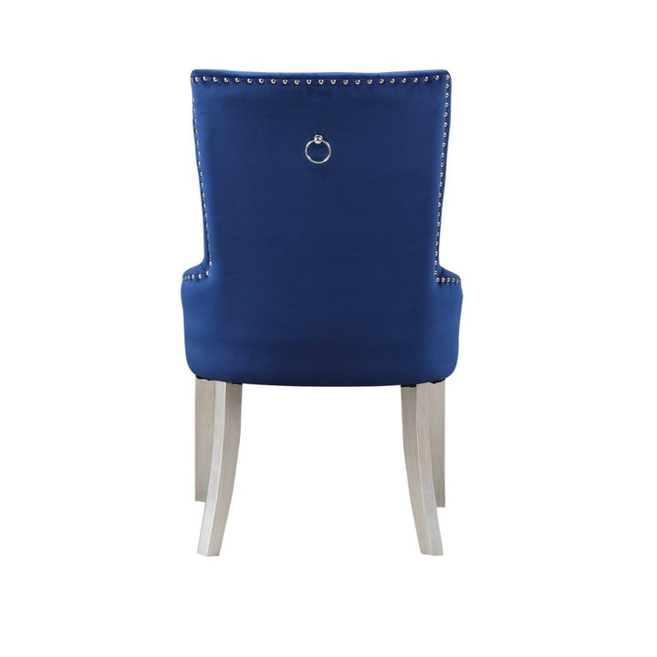 ACME Varian Blue Fabric & Antique Platinum Side Chair Model 66162 - MONAVILLA