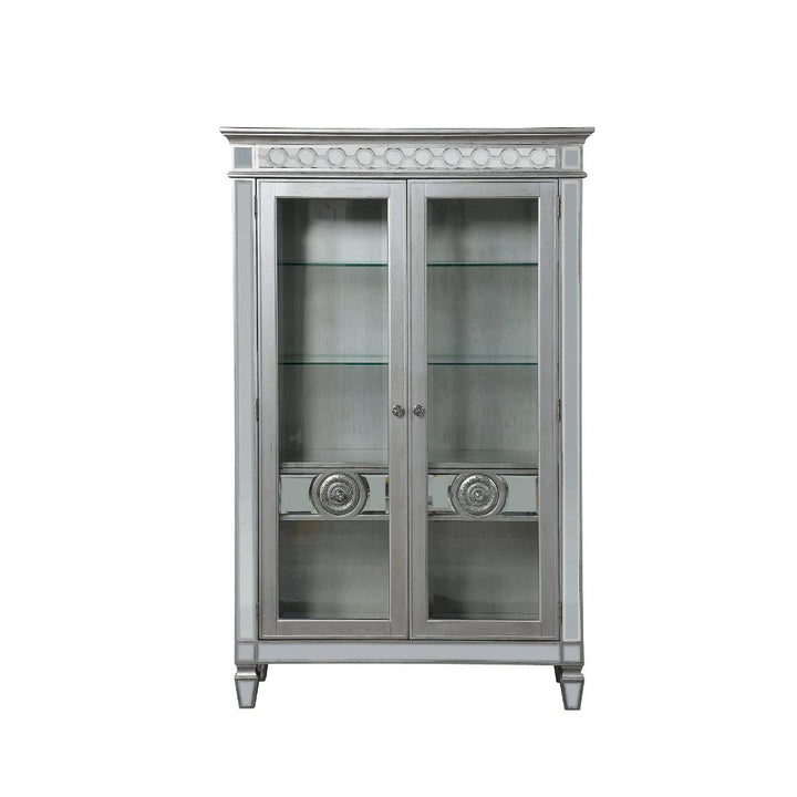 ACME Varian Mirrored & Antique Platinum Curio Model 66166 - MONAVILLA