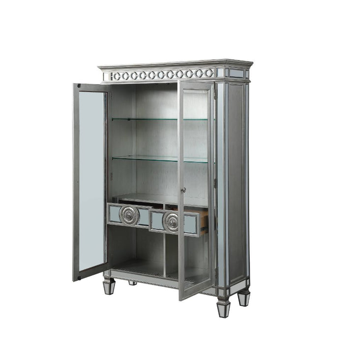 ACME Varian Mirrored & Antique Platinum Curio Model 66166 - MONAVILLA