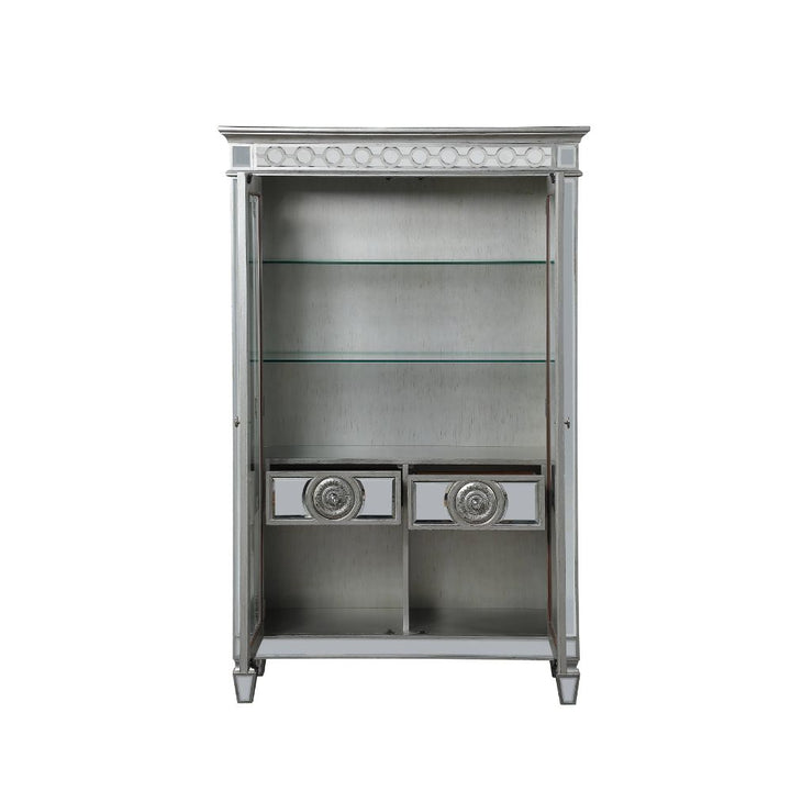 ACME Varian Mirrored & Antique Platinum Curio Model 66166 - MONAVILLA