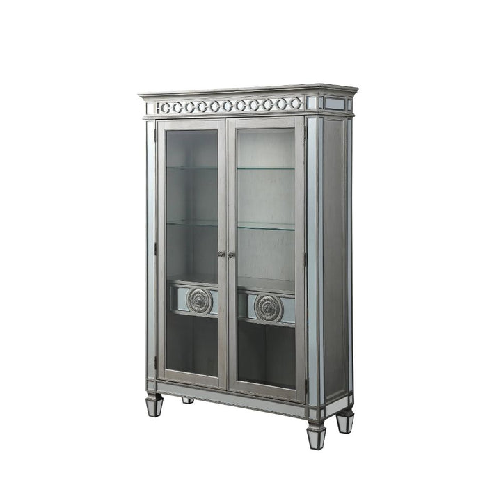 ACME Varian Mirrored & Antique Platinum Curio Model 66166 - MONAVILLA
