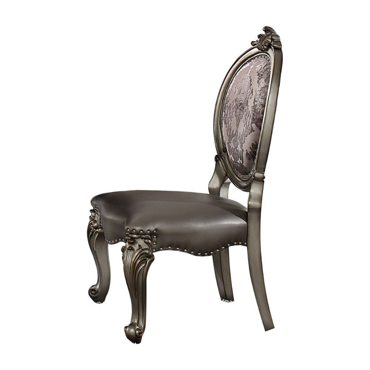 ACME Versailles Silver PU & Antique Platinum Side Chair Model 66822 - MONAVILLA