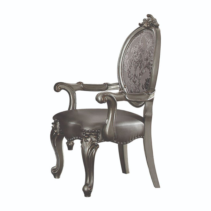 ACME Versailles Silver PU & Antique Platinum Chair Model 66823 - MONAVILLA