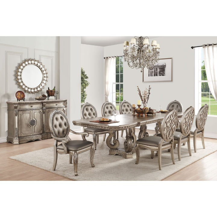 ACME Northville PU & Antique Silver Chair Model 66923 - MONAVILLA
