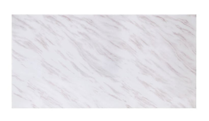 ACME Zander White Printed Faux Marble & Mirrored Silver Finish Dining Table Model 68250 - MONAVILLA