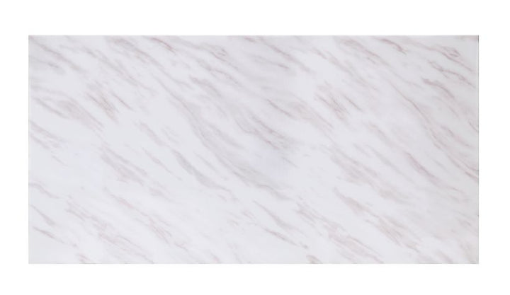 ACME Zander White Printed Faux Marble & Mirrored Silver Finish Dining Table Model 68250 - MONAVILLA