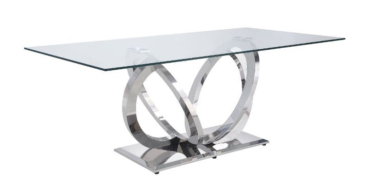ACME Finley Clear Glass & Mirrored Silver Finish Dining Table Model 68260 - MONAVILLA