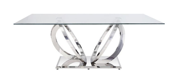 ACME Finley Clear Glass & Mirrored Silver Finish Dining Table Model 68260 - MONAVILLA