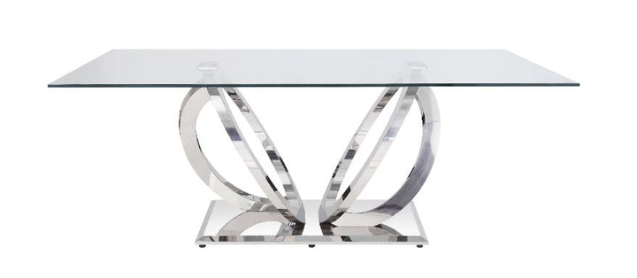 ACME Finley Clear Glass & Mirrored Silver Finish Dining Table Model 68260 - MONAVILLA