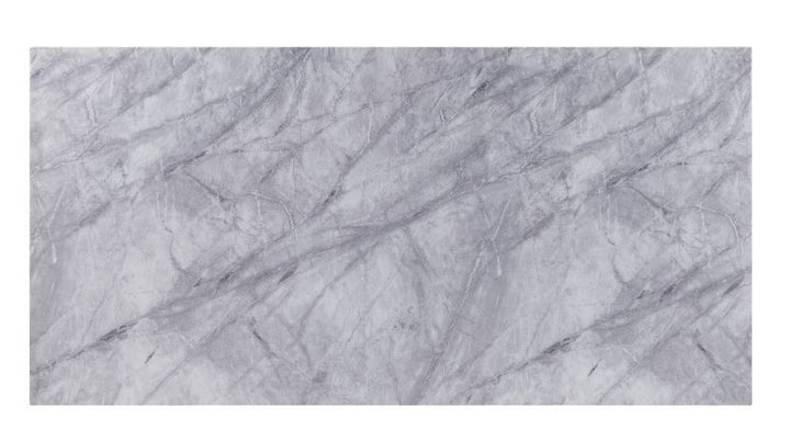ACME Satinka Light Gray Printed Faux Marble & Mirrored Silver Finish Dining Table Model 68265 - MONAVILLA