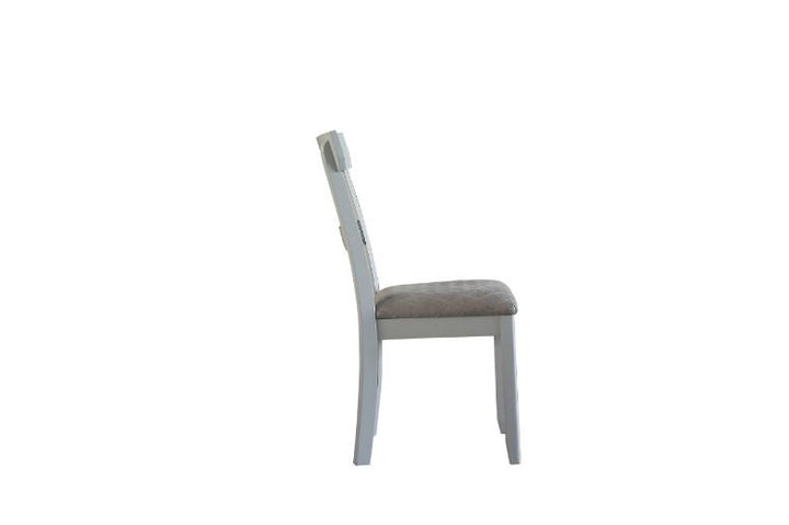 ACME House Marchese Two Tone Gray Fabric & Pearl Gray Finish Side Chair Model 68862 - MONAVILLA