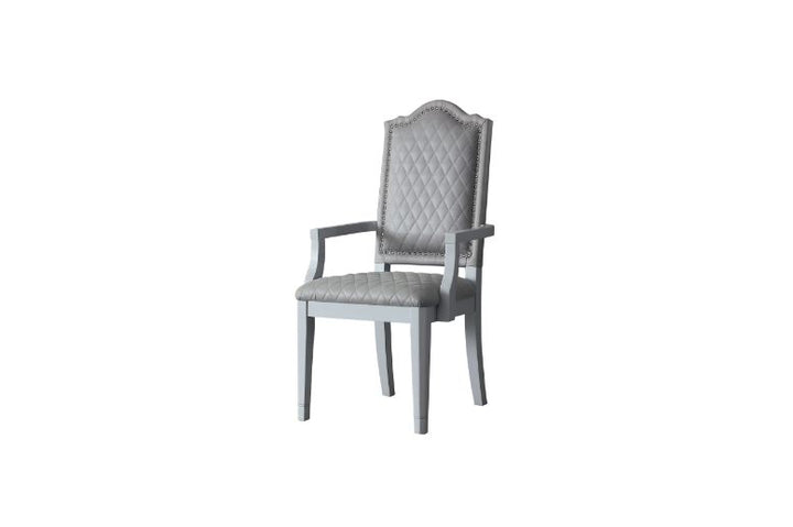 ACME House Marchese Two Tone Gray Fabric & Pearl Gray Finish Chair Model 68863 - MONAVILLA