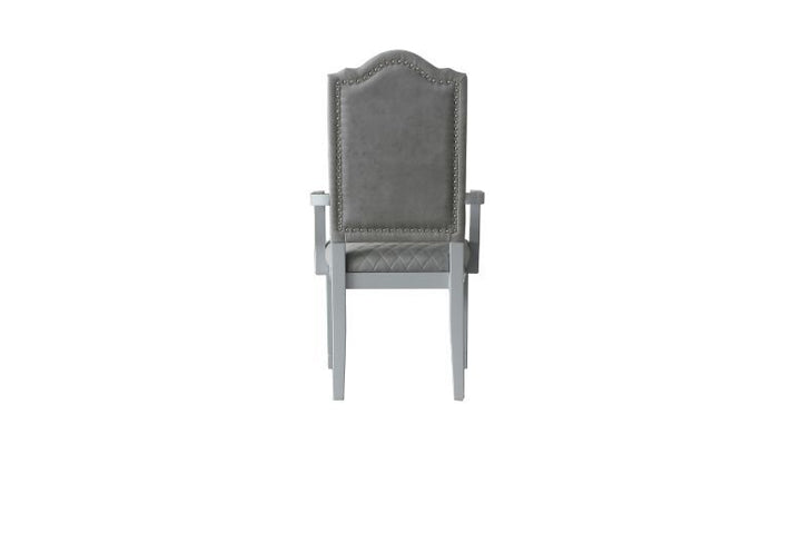 ACME House Marchese Two Tone Gray Fabric & Pearl Gray Finish Chair Model 68863 - MONAVILLA