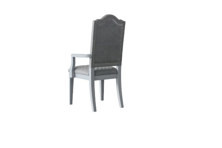 ACME House Marchese Two Tone Gray Fabric & Pearl Gray Finish Chair Model 68863 - MONAVILLA
