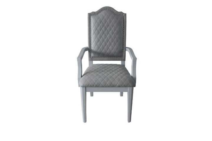ACME House Marchese Two Tone Gray Fabric & Pearl Gray Finish Chair Model 68863 - MONAVILLA