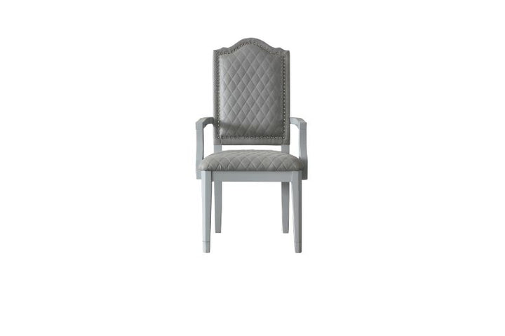 ACME House Marchese Two Tone Gray Fabric & Pearl Gray Finish Chair Model 68863 - MONAVILLA