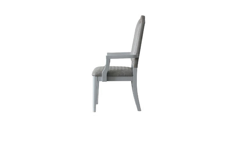 ACME House Marchese Two Tone Gray Fabric & Pearl Gray Finish Chair Model 68863 - MONAVILLA