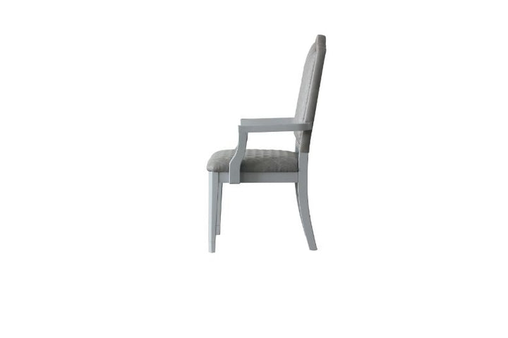 ACME House Marchese Two Tone Gray Fabric & Pearl Gray Finish Chair Model 68863 - MONAVILLA
