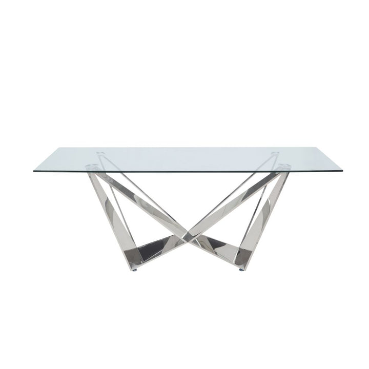 ACME Dekel Clear Glass & Stainless Steel Dining Table Model 70140 - MONAVILLA