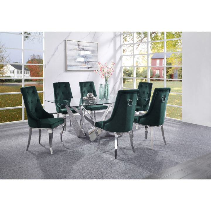 ACME Dekel Clear Glass & Stainless Steel Dining Table Model 70140 - MONAVILLA
