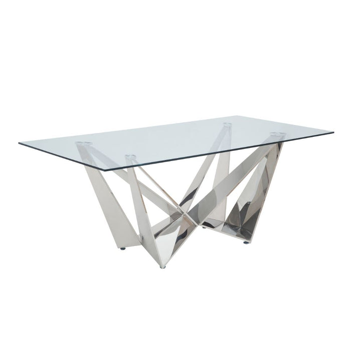 ACME Dekel Clear Glass & Stainless Steel Dining Table Model 70140 - MONAVILLA