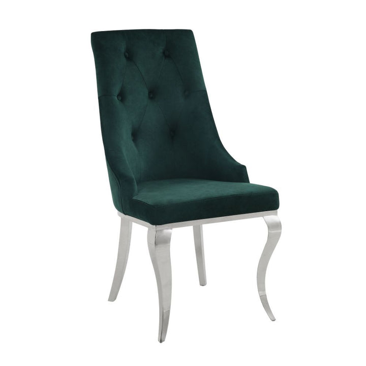 ACME Dekel Green Fabric & Stainless Steel Side Chair Model 70142 - MONAVILLA