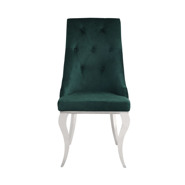 ACME Dekel Green Fabric & Stainless Steel Side Chair Model 70142 - MONAVILLA