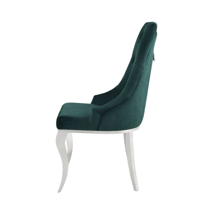 ACME Dekel Green Fabric & Stainless Steel Side Chair Model 70142 - MONAVILLA