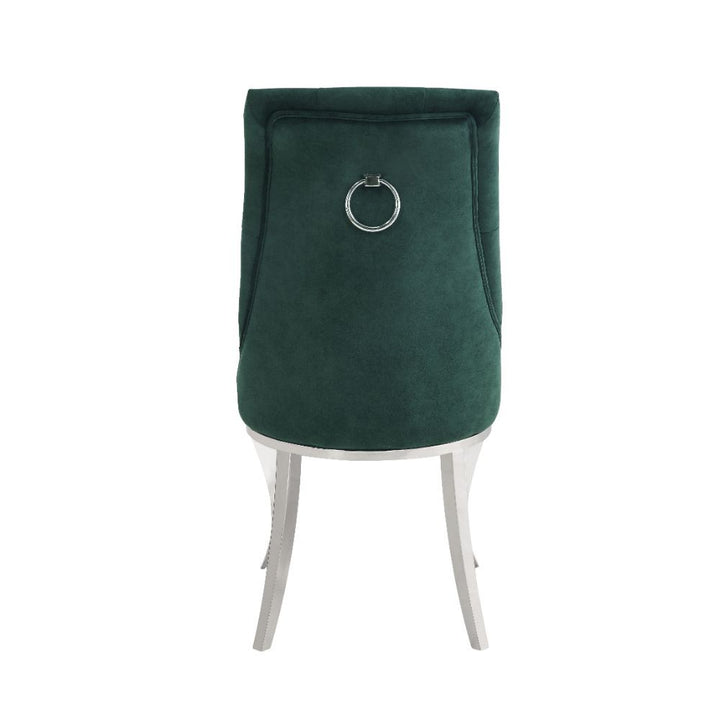 ACME Dekel Green Fabric & Stainless Steel Side Chair Model 70142 - MONAVILLA