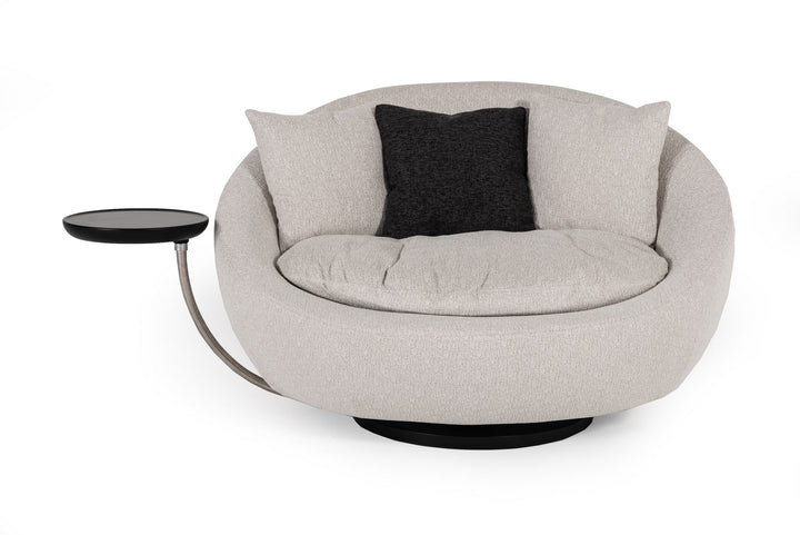 Divani Casa Alba Modern Grey Fabric Chair with Tray - MONAVILLA