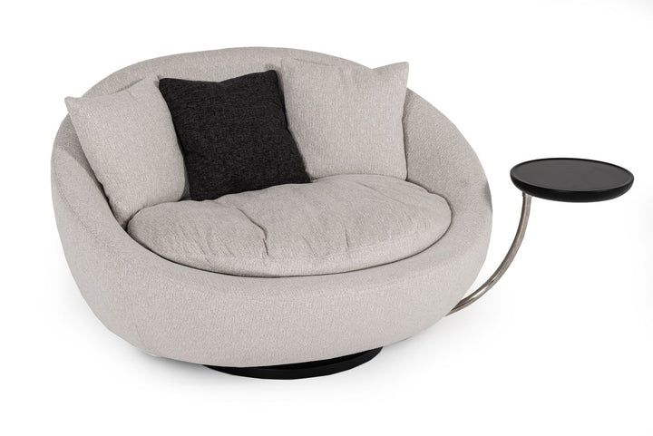 Divani Casa Alba Modern Grey Fabric Chair with Tray - MONAVILLA