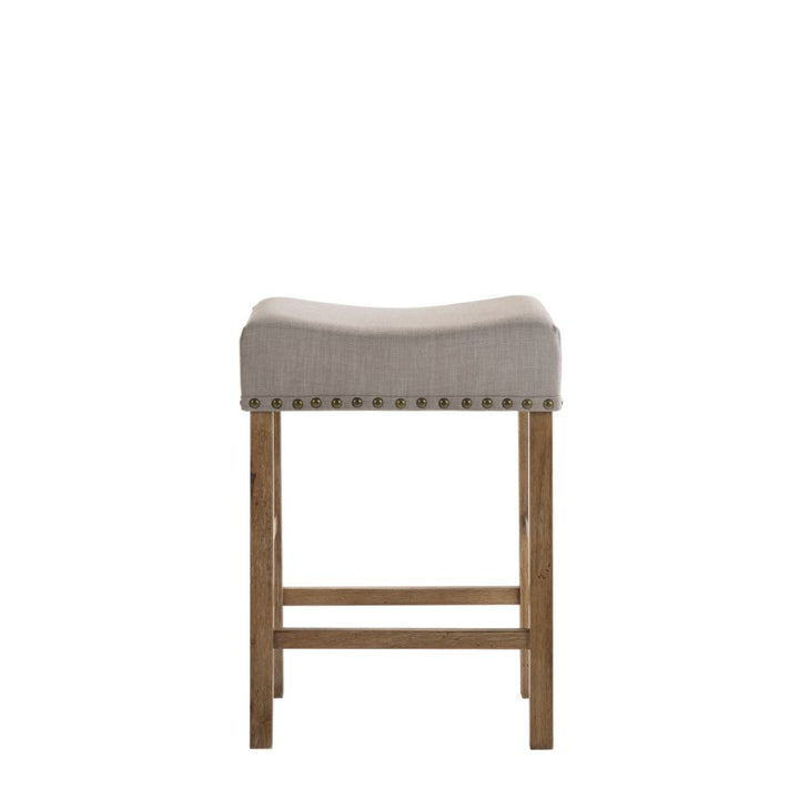 ACME Martha II Tan Linen & Weathered Oak Stool Model 70833 - MONAVILLA