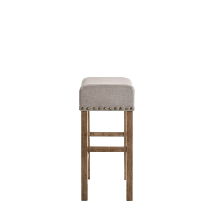 ACME Martha II Tan Linen & Weathered Oak Stool Model 70833 - MONAVILLA
