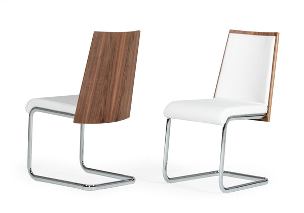 Morgan Modern White & Walnut Dining Chair (Set of 2) - MONAVILLA