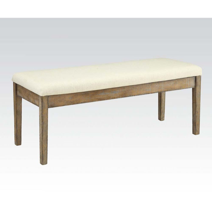 ACME Claudia Beige Linen & Salvage Brown Bench Model 71718 - MONAVILLA