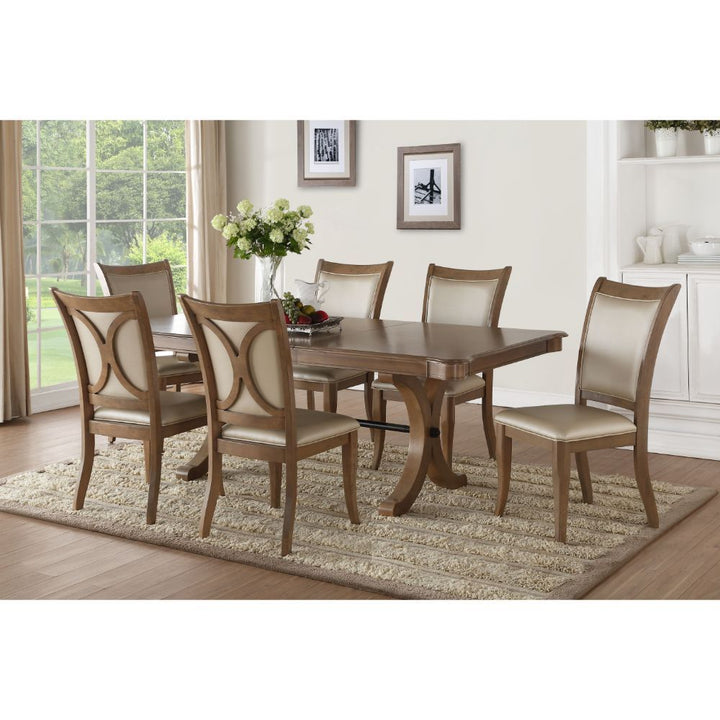 ACME Harald Beige PU & Gray Oak Side Chair Model 71767 - MONAVILLA
