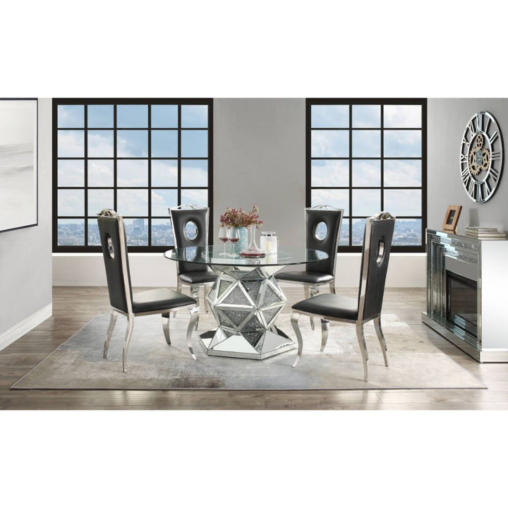 ACME Noralie Mirrored & Faux Diamonds Dining Table Model 72145 - MONAVILLA