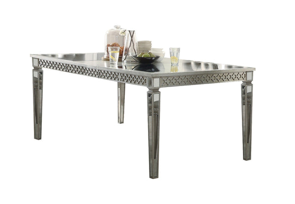 ACME Kacela Mirrored & Antique Silver Finish Dining Table Model 72155 - MONAVILLA